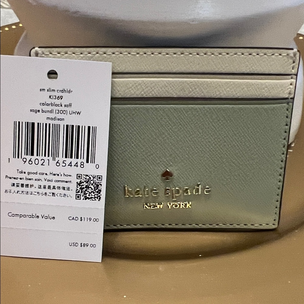 Kate Spade Sage and Cream Cardholder